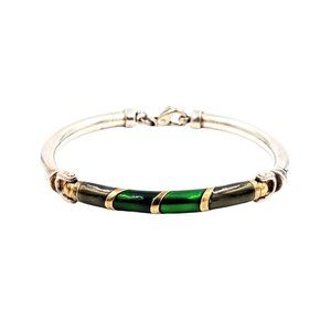 Gaston Lebo Bracelet, Vintage Enamel Sterling Gaston Lebo Bangle, Italian 925 Cl